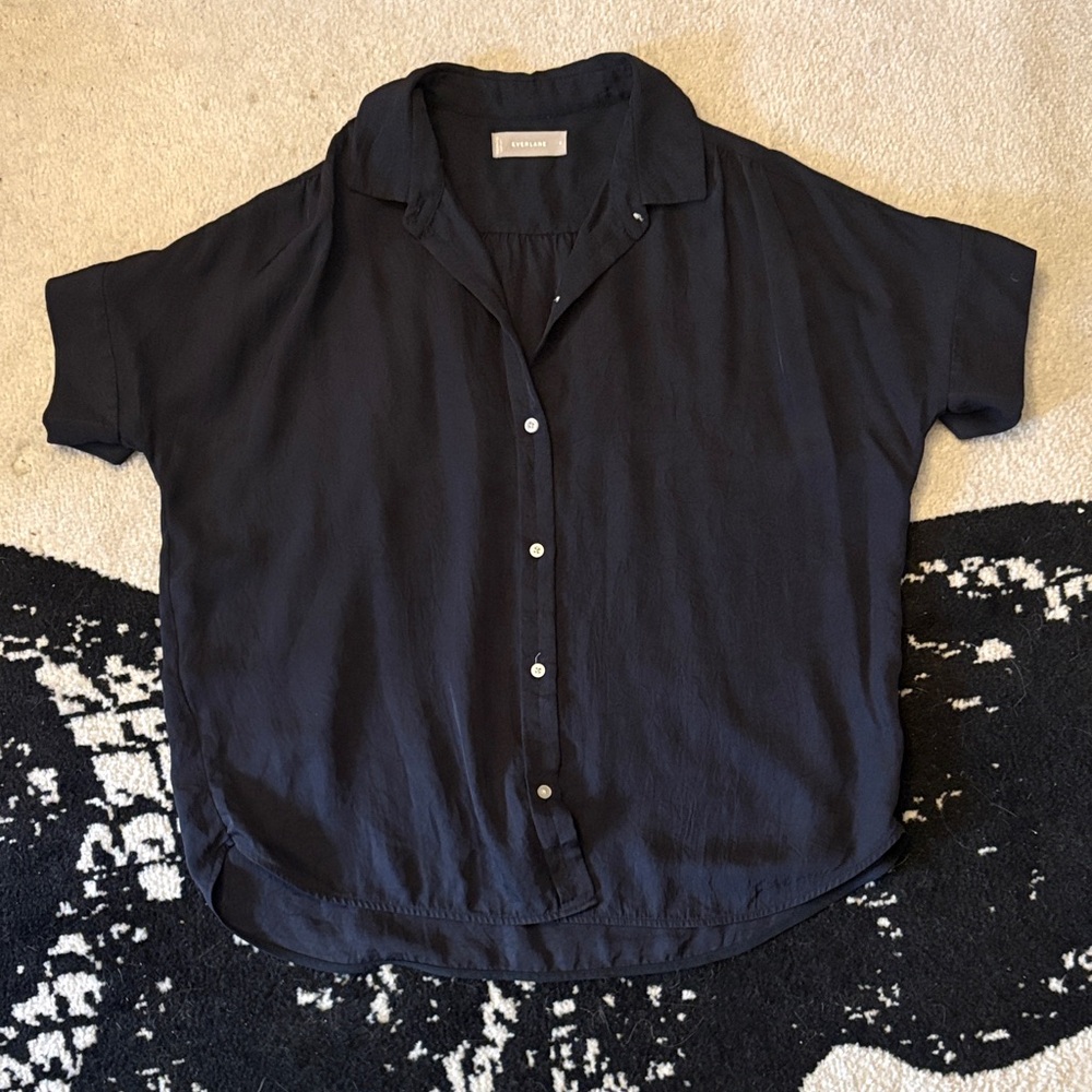 Everlane Black Short Sleeve Button-Up Shirt